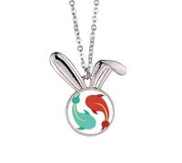 Collier avec pendentif en forme de lapin, motif taichi, jumeaux, poissons, lapins, bijoux cadeau