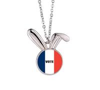 Collier avec pendentif en forme de lapin pour élections générales Motif drapeau de la France