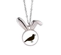 Collier avec pendentif en forme de lapin représentant un corbeau noir