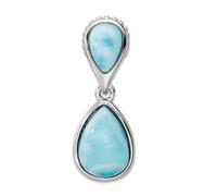 Collier avec pendentif en forme de larimar en argent sterling 925 plaqué rhodium poli pour femme 10,7 mm