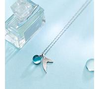 Collier avec pendentif en forme de larme de poisson bleu, élégant et romantique, en argent sterling 925, idéal pour un mariage, une petite amie ou un amoureux.