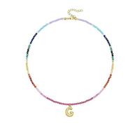 Collier avec pendentif en forme de lettre à bulles en plaqué or 14 carats avec perles arc-en-ciel pour femme, One Size, Comme décrit, Produit conforme à la description.