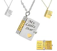 Collier avec pendentif en forme de livre gravé, mini livre ouvrable avec 6 pages, cadeau significatif pour fille anniversaire ou remise de diplôme, One size, Acrylique, Pas de gemme