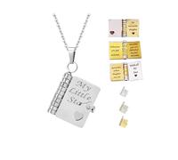 Collier avec pendentif en forme de livre « My Little Star » - Avec 6 pages d'informations gravées - Lettre pour ma fille - Cadeau de premier jour d'école, 2.3*1.8cm--B, Aluminium, Ormeau