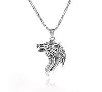 Collier avec pendentif en forme de loup de Fenrir - Style gothique scandinave - Mythologie nordique - Pour homme - Bijou punk - Pour les fans de loups