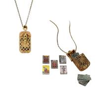 Collier avec pendentif en forme de mini cartes de tarot, portable, vintage, portable, cartes de tarots de divination, bijoux, talisman porte-bonheur pour homme et femme
