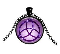 Collier avec pendentif en forme de nœud de sorcière, roue païenne de l'année, pentagramme, étoile de protection, amulettes en cristal et verre porte-bonheur