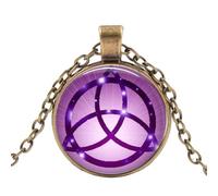Collier avec pendentif en forme de nœud de sorcière, roue païenne de l'année, pentagramme, étoile de protection, amulettes en cristal et verre porte-bonheur