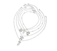 Collier avec pendentif en forme de nœud réglable pour améliorer l'élégance et la sophistication, 1, Chaîne en cuivre + chaîne en fer plaqué cuivre + alliage, Pas de gemme
