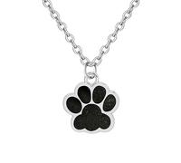 Collier avec pendentif en forme de patte pour femme et fille - Joli collier à paillettes coloré - Cadeau pour les amoureux des chats, des mères et des animaux, Small, Zinc, Pas de gemme