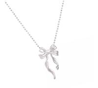 Collier avec pendentif en forme de petit nœud - En acier inoxydable - Texture en acier inoxydable - Convient pour les fêtes, les festivals et les défilés de mode