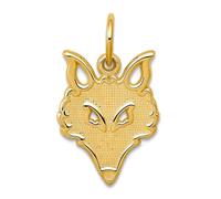 Collier avec pendentif en forme de petite tête de renard en or jaune poli 10 carats 20 x 11 mm de large pour femme
