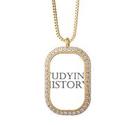 Collier avec pendentif en forme de phrase courte, études d'histoire, bijou doré en cristal de diamant