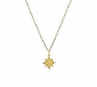 Collier avec pendentif en forme de pièce de monnaie ECFEW™ en or jaune 9 carats et topaze blanche en forme de fleur de lys