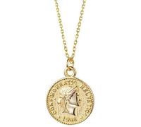Collier avec pendentif en forme de pièce de monnaie en or sculpté pour femme, fille, homme, argent sterling 925 plaqué or 18 carats, chaîne ronde simple, médaille de culte, médaille réversible