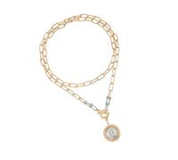 Collier avec pendentif en forme de pièce de monnaie en relief - Chaîne en alliage robuste - Accessoire de bijoux tendance vintage - Portrait gravé