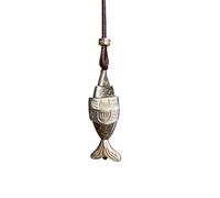 Collier avec pendentif en forme de poisson segmenté pour femme, collier délicat réglable en cuir foncé avec breloque poisson sculpté bicolore, bijou rétro inspiré de l'océan pour le quotidien, les