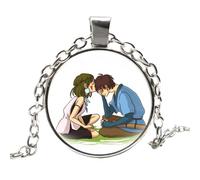 Collier avec pendentif en forme de princesse Mononoke Hime Ashitaka - Collier rond - Cosplay - Bijoux Otaku, Verre