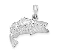 Collier avec pendentif en forme de queue de poisson en argent sterling 925 plaqué rhodium poli pour femme 19 mm