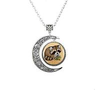 Collier avec pendentif en forme de raton laveur violet pour femme