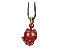 Collier avec pendentif en forme de renard rouge véritable cinabre - Talisman de guérison chinois et cadeau de chance pour homme et femme, One Size