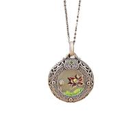 Collier avec pendentif en forme de sachet en émail vintage Lotus Pond Moonlight - Collier imitation lotus en jade hétien for femme - Chaîne de pull avec pendentif de style national(Pendant+45cmchain)