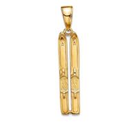 Collier avec pendentif en forme de skis de neige 3D en or jaune massif 10 carats 5 mm pour femme