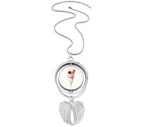 Collier avec pendentif en forme de tasse conique en forme de cerise et ailes d'ange