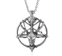 Collier avec pendentif en forme de temple satanique, tête de chèvre, pentagramme inversé, en acier inoxydable, cadeau pour autel, décoration satanique, gothique, punk, sorcière, Wicca