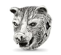 Collier avec pendentif en forme de tête d'ours polie en argent sterling 925 de 14,3 mm pour femme