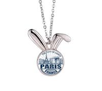 Collier avec pendentif en forme de tour Eiffel - Motif drapeau de la France - Cadeau idéal