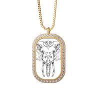 Collier avec pendentif en forme d'éléphant Mammouth avec pendentif en cristal doré