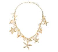Collier avec pendentif en forme d'étoile de mer et coquillage, pour la plage