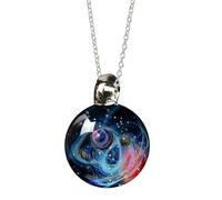 Collier avec pendentif en forme d'étoile en forme de boule de pour femme, Saint-Valentin, anniversaire, amant de l'espace, meilleurs amis, filles, épouse, maman, femme, unisexe, Refer to