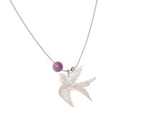 Collier avec pendentif en forme d'hirondelle moderne en alliage et résine - Réglable de 41 à 46 cm - Bijoux pour filles - Hypoallergénique - Bijoux chinois modernes, taille unique, Comme décrit, Comme