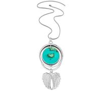 Collier avec pendentif en forme d'île en forme d'océan avec ailes d'ange