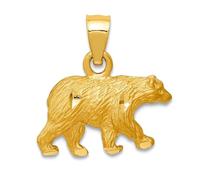Collier avec pendentif en forme d'ours en or jaune massif 10 carats pour femme 10,5 mm
