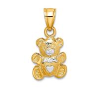 Collier avec pendentif en forme d'ours en peluche en rhodium de 8,9 mm 10 carats pour femme