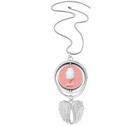 Collier avec pendentif en forme d'œuf géant avec ailes d'ange