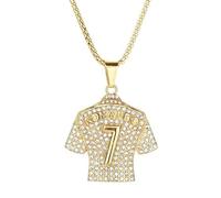 Collier avec pendentif en jersey numéro 7 pour homme Hip Hop Soccer Diamant Jersey Chaîne