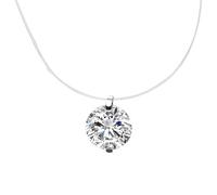 Collier avec pendentif en moissanite, 0,6 cm, coupe ronde, chaîne réglable en argent S925, brillant, design moderne