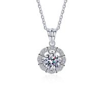 Collier avec pendentif en moissanite VVS1 de couleur D 1 carat pour femme, en argent sterling S925 avec pendentif en forme de boule florale pour femmes, pour fiançailles, Saint-Valentin, cadeau