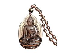 Collier avec pendentif en obsidienne naturelle noire glacée sakyamuni Bouddha herboriste avec chaîne réglable pour homme ou femme, Gemme, Obsidienne