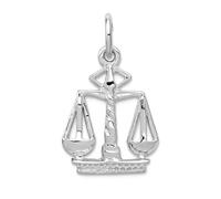 Collier avec pendentif en or blanc massif 14 carats poli petites écailles de justice 21,3 x 13,5 mm pour femme