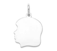 Collier avec pendentif en or blanc massif 14 carats poli uni face à droite pour adolescent 22 x 13 mm de large