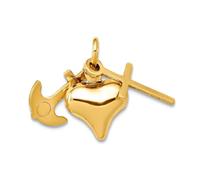 Collier avec pendentif en or jaune 14 carats avec pendentif en forme de foi, d'espoir et de charité 10 x 19 mm pour femme