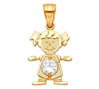 Collier avec pendentif en or jaune 14 carats avec pierre de naissance du mois d'avril 12 x 17 mm pour femme
