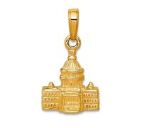 Collier avec pendentif en or jaune massif 10 carats 3D Washington D.C. Capital Building pour femme