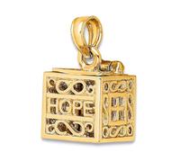 Collier avec pendentif en or jaune massif 14 carats poli avec boîte de prière Faith and Hope 15 x 12 mm pour femme