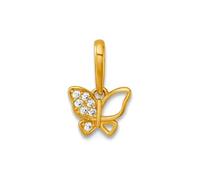 Collier avec pendentif en or jaune massif 14 carats poli CZ imitation diamant papillon ailes d'ange 6,85 mm pour femme